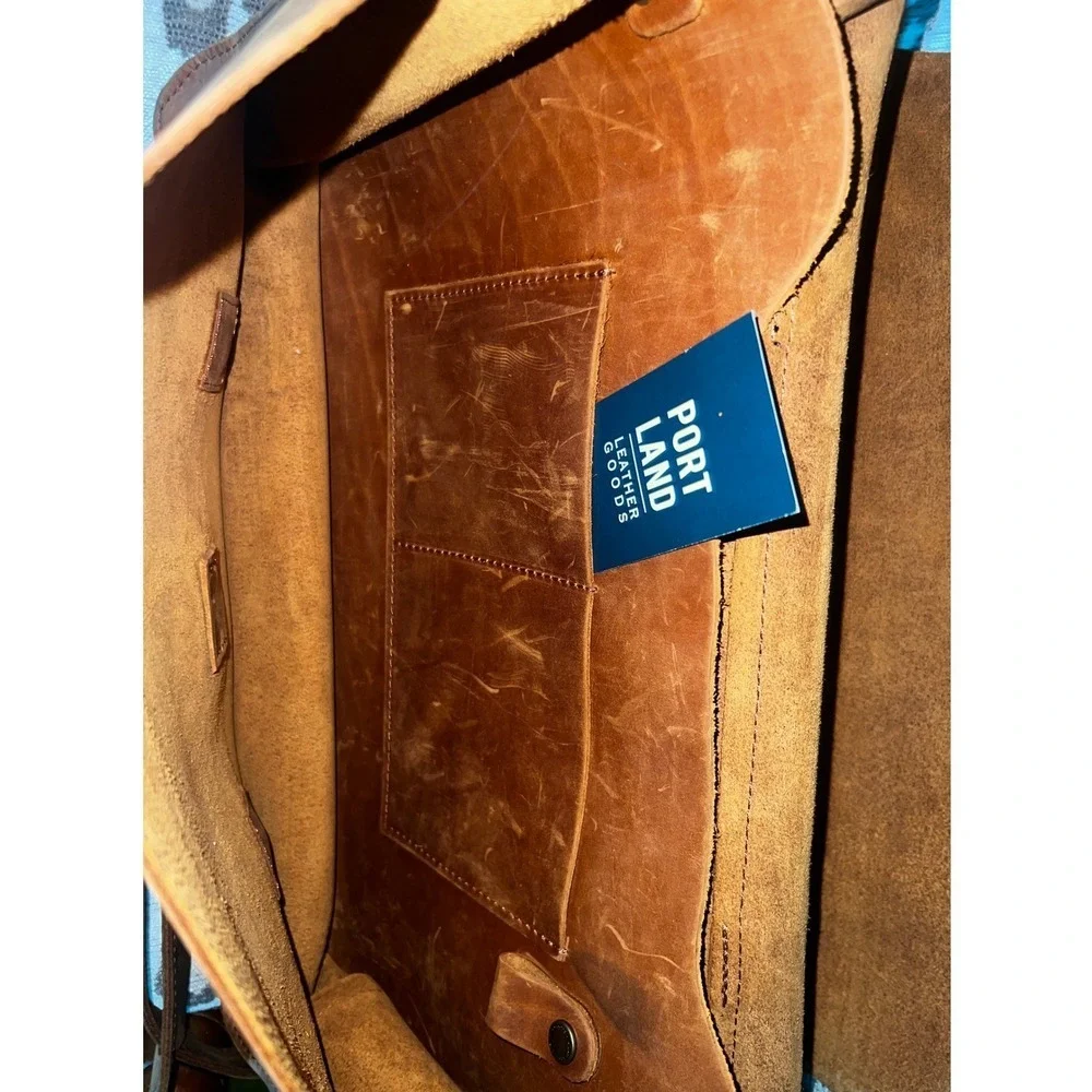 Portland Leather Goods Brown‎ Leather Satchel Briefcase Laptop Messenger Bag